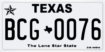 TX license plate BCG0076