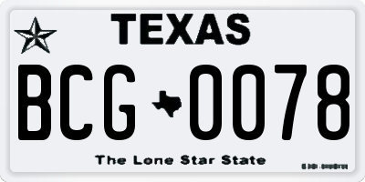 TX license plate BCG0078