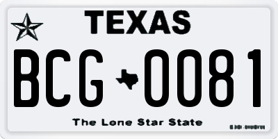 TX license plate BCG0081