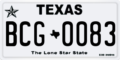 TX license plate BCG0083