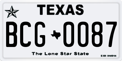TX license plate BCG0087