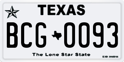 TX license plate BCG0093