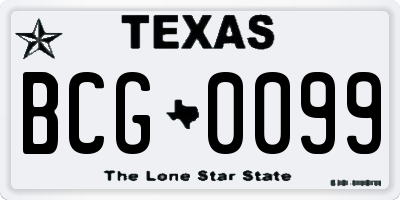 TX license plate BCG0099