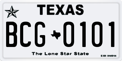 TX license plate BCG0101