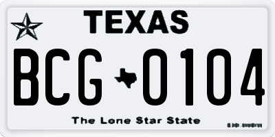 TX license plate BCG0104