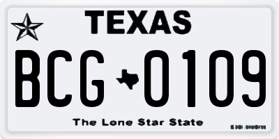 TX license plate BCG0109