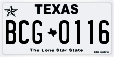 TX license plate BCG0116