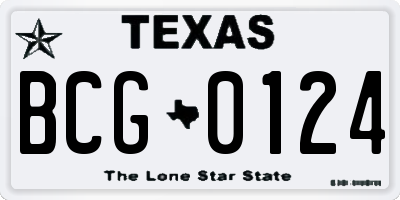 TX license plate BCG0124