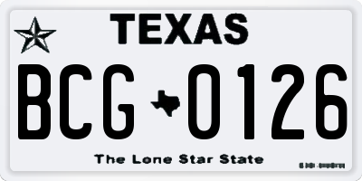 TX license plate BCG0126