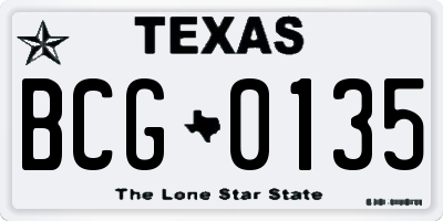 TX license plate BCG0135