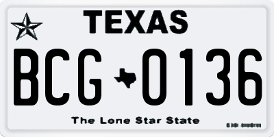 TX license plate BCG0136