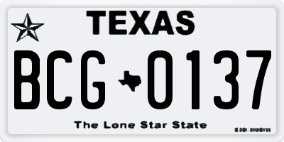 TX license plate BCG0137