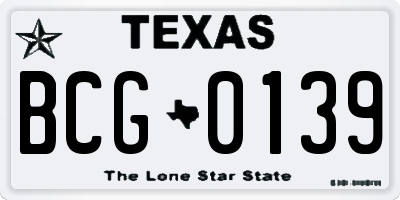 TX license plate BCG0139