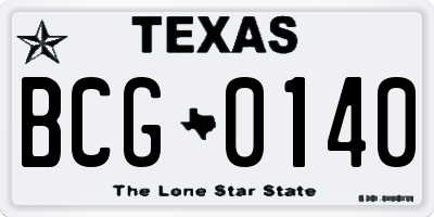 TX license plate BCG0140