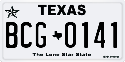 TX license plate BCG0141