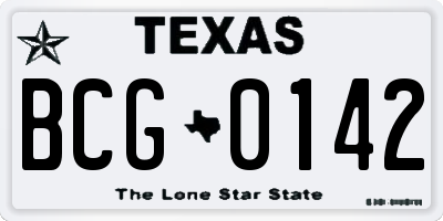 TX license plate BCG0142