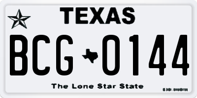TX license plate BCG0144