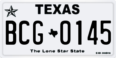 TX license plate BCG0145