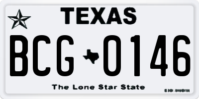 TX license plate BCG0146