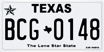 TX license plate BCG0148