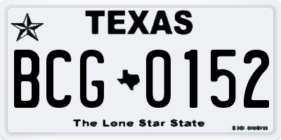 TX license plate BCG0152