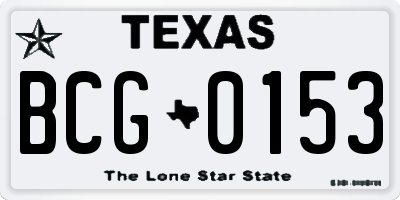 TX license plate BCG0153