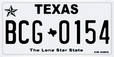TX license plate BCG0154