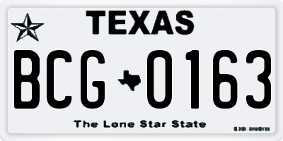 TX license plate BCG0163