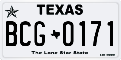 TX license plate BCG0171