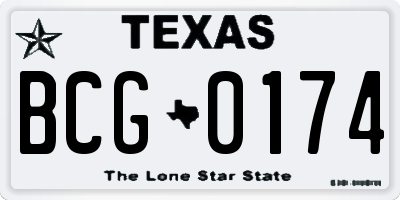 TX license plate BCG0174
