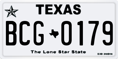 TX license plate BCG0179