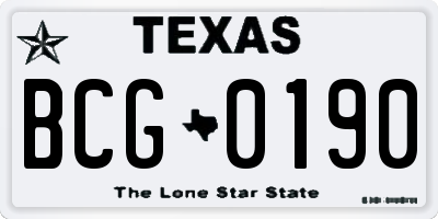 TX license plate BCG0190
