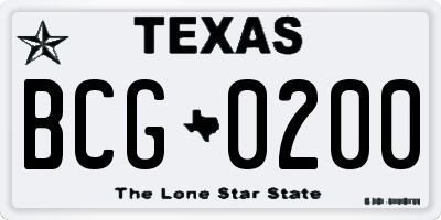 TX license plate BCG0200