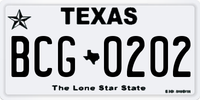 TX license plate BCG0202