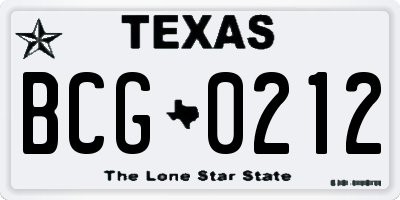 TX license plate BCG0212