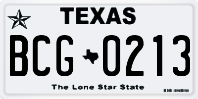 TX license plate BCG0213