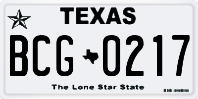 TX license plate BCG0217