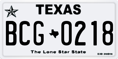 TX license plate BCG0218