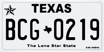 TX license plate BCG0219