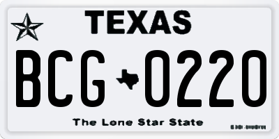 TX license plate BCG0220