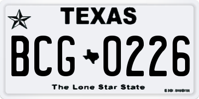 TX license plate BCG0226