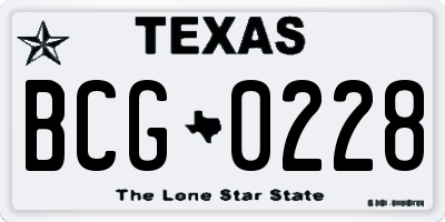 TX license plate BCG0228