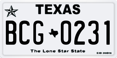 TX license plate BCG0231