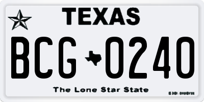 TX license plate BCG0240