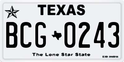 TX license plate BCG0243