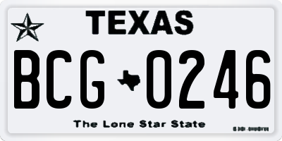 TX license plate BCG0246