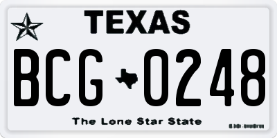 TX license plate BCG0248