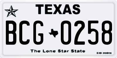 TX license plate BCG0258
