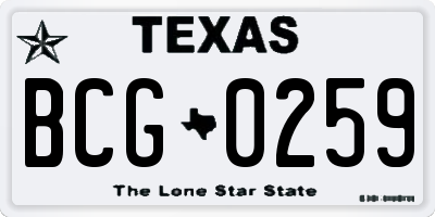 TX license plate BCG0259