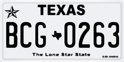 TX license plate BCG0263